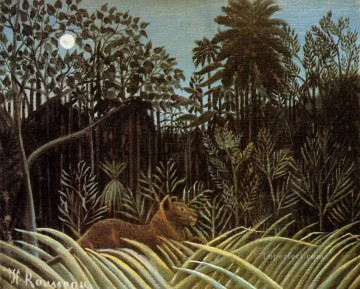 Animal Painting - Selva con león 1910 Henri Rousseau